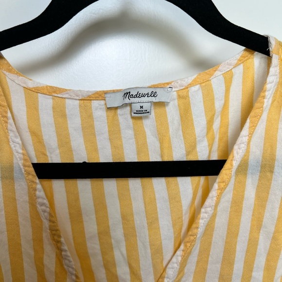 Madewell Agency Tie-Front Button Top in Pompano Stripe (M) - Picture 6 of 6